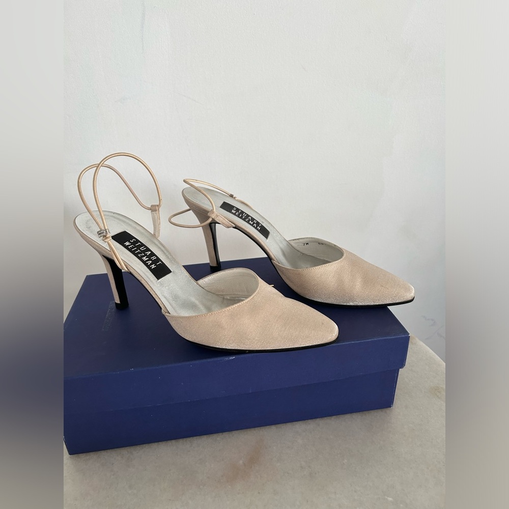 Stuart Weitzman Bone Shimmer 3.5” Heel Size 7.5 - image 7